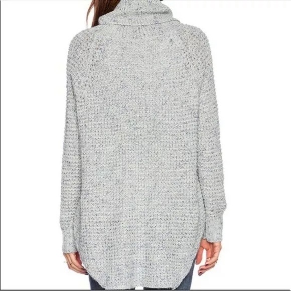 Free People blue chunky knit Dylan tweedy cowl turtleneck Sweater Size XS - Picture 4 of 8